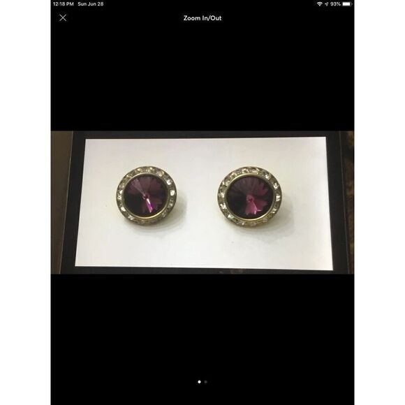 Boutique Jewelry - Round Amethyst & CZ Rondelle Earrings